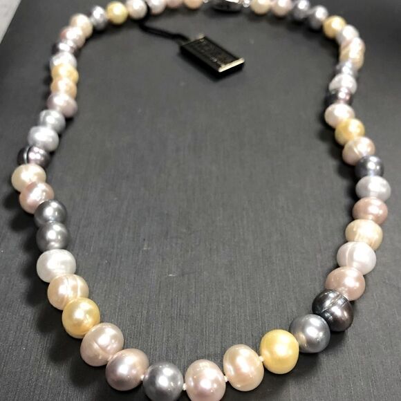 NWTS Honora multi color Cultured Pearl Strand Necklace 925 sterling silver 20" - Picture 2 of 3